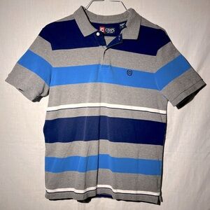 Chaps Navy and Light Blue Striped Polo